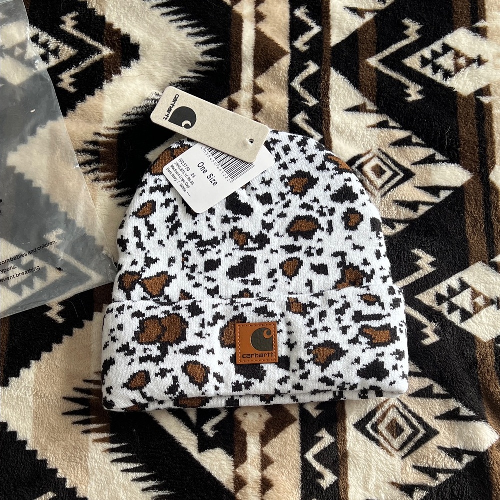 Carhartt Kids' Black and Brown Patterned Beanie